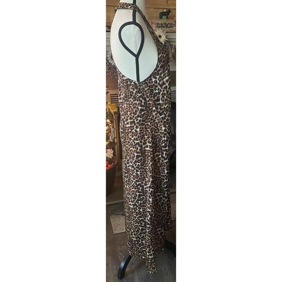 Kendall and Kylie Animal Print Sz S Wrap Dress Ruched Racer back Hi low Maxi - Picture 2 of 10